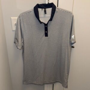 adidas Navy and White Striped Polo Shirt